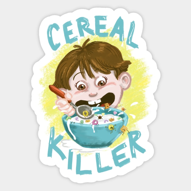 Cereal Killer Watercolor Breakfast Cereal Version 1 Sticker by Froggy101rj